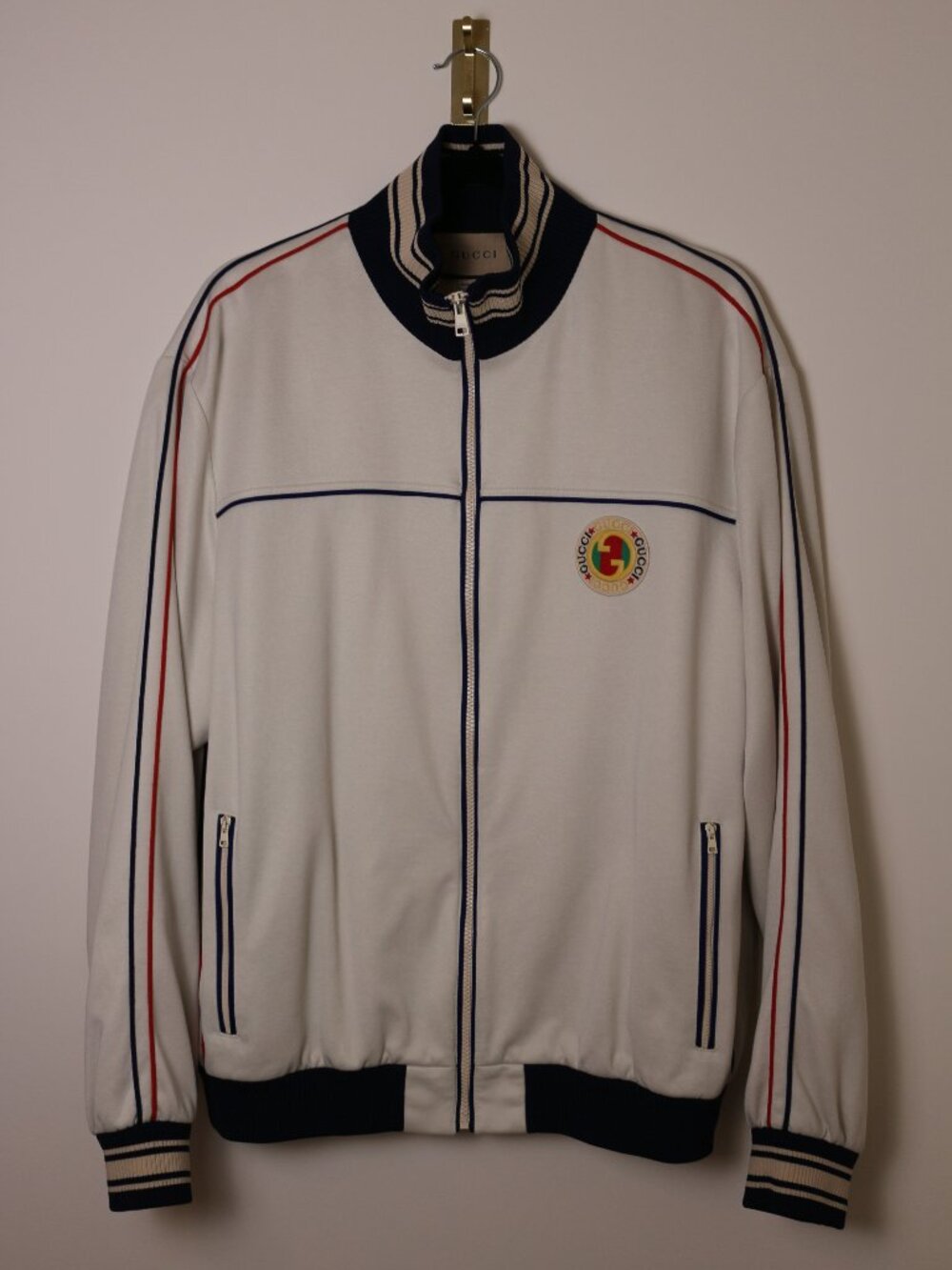 Gucci Technical Jersey Zip Jacket Interlocking G Cream Men's M
